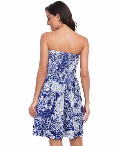Image of Summer Dress for Women Beach Boho Strapless Cover Ups Off Shoulder Floral Sundresses