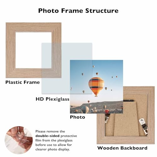 Image of JCJMY 3x3 Picture Frame for Tabletop, 3 x 3 Square Photo Frame with Shatter Resistant Plexiglass, Sturdy 3 by 3 Poster Frame, Rustic Brown