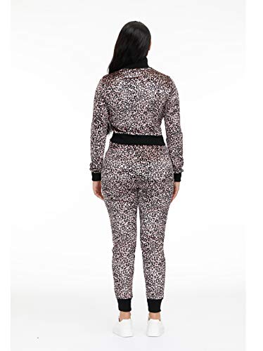 Two Piece Pants Outfits for Women,2 Piece Sets for Women,Sexy Two Piece Outfits for Women,Sweat Suits for Women Set,Long Pants Tracksuit Set,Long Sleeve Bodysuit Top+Long Pants Set Pink Leopard - Thumbnail 4