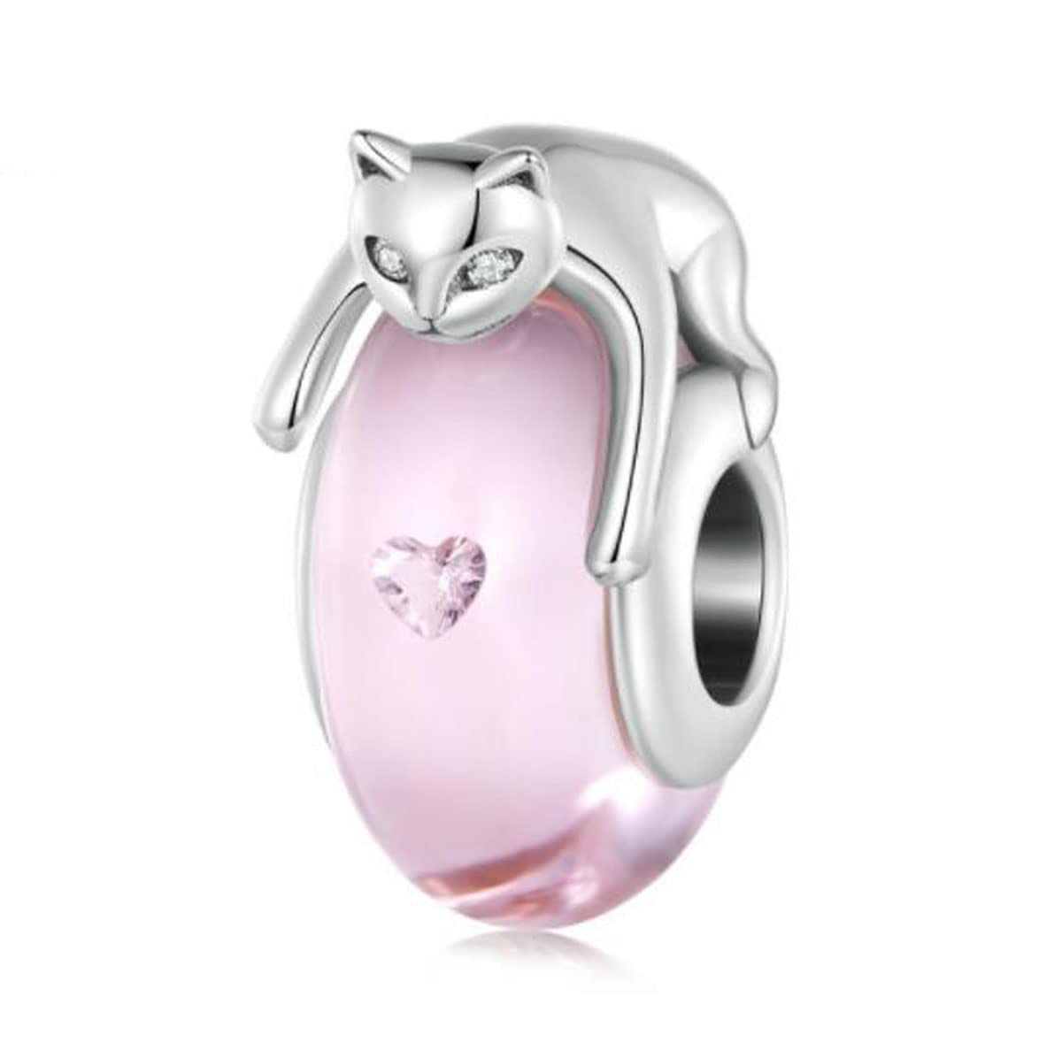 Genuine Murano Glass Beads for Bracelet 925 Sterling Silver Blue Hearts and Pink Flowers Fits Pandora Bracelet Sterling Silver 925, Sterling Silver, Glass, Silver, Sterling Silver-image-41