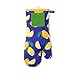 Kate Spade New York Lemon Party Oven Mitt 2-Pack Set, Heat Resistant, 100% Cotton, Navy Blue/Yellow, 7