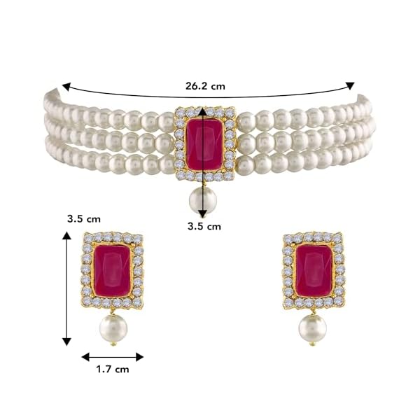 Peora Traditional Crystal Faux Pearl Jewelry Gift Set for Women - Image 5