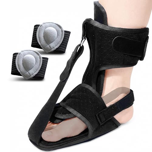 Ballotte Plantar Fasciitis Night Splint, Day & Overnight Cushioned Foot Splint for Heel Pain, Plantar Fasciitis Relief & Better Sleep, Adjustable Planters Facetious Relief Brace for Men & Women (BLK)