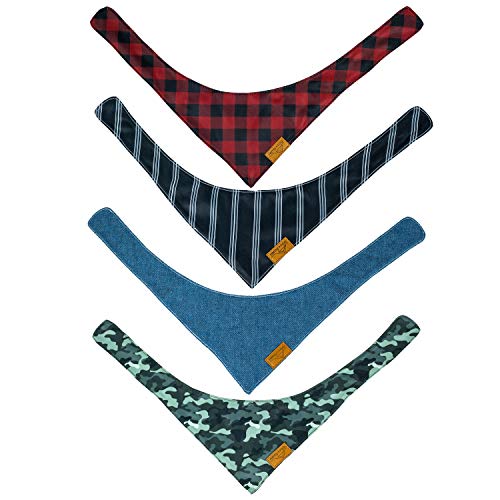 Remy+Roo Dog Bandanas - 4 Pack | Timeless Set | Premium Durable Fabric | Unique Shape | Adjustable Fit | Multiple Sizes Offered (Small) #TOP7