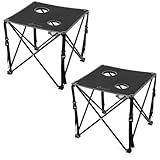 ARROWHEAD OUTDOOR 2-Pack 26” (66cm) Heavy-Duty Portable Camping Folding Table, 2 Cup Holders, Compact, Square, Carrying Case Included, Steel Frame, High-Grade 600D Canvas