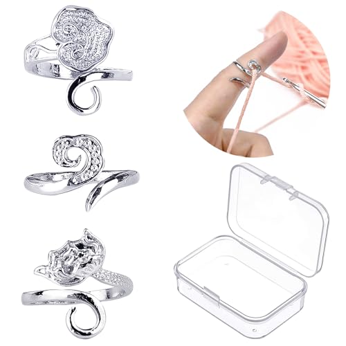 QVMKWL 3 Pcs Crochet Ring with a Clear Plastic Box Crochet Tension Rings Adjustable Yarn Tension Crocheting Ring
