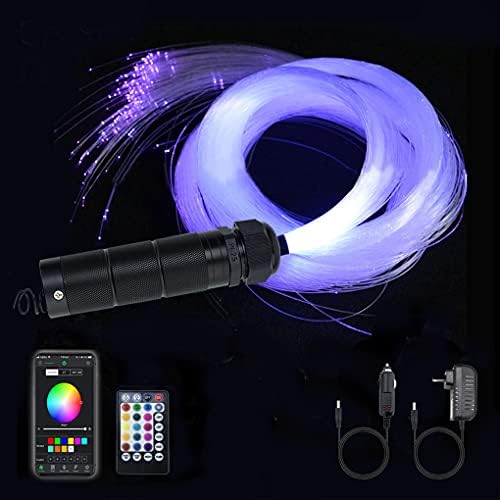 AZIMOM Car Use 6W RGBW Mixed430pcs 9.8ft Fiber Optic Lights Starlight Ceiling Light Kit End Glow Optic Cable Music Mode APP Remote Sensory Lighting Indoor Home Headliner Decoration