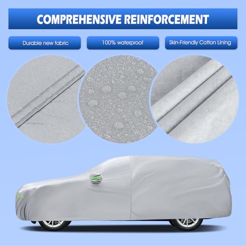 Image of Car Cover Fit for BMW X3 /X3 M 2011-2026, Migaven Waterproof Full Exterior Cover Sun Rain Protection with Door Zipper and Cotton Lining, Silver