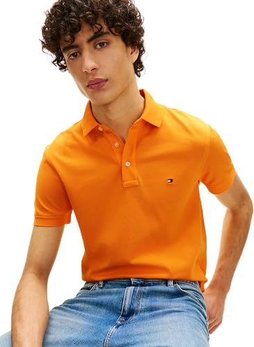 Tommy Hilfiger Herren Poloshirt Kurzarm 1985 Slim Fit, Orange (Orange Flash), XL – Ansicht 4