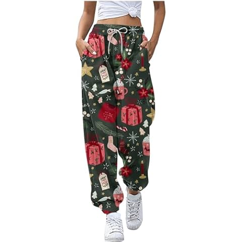 Funny Graphic Print Christmas Joggers for Women Cover