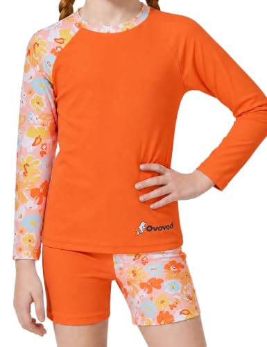 Image of Girls Swimsuit Two Piece Rash Guard Set for 4-14 Years