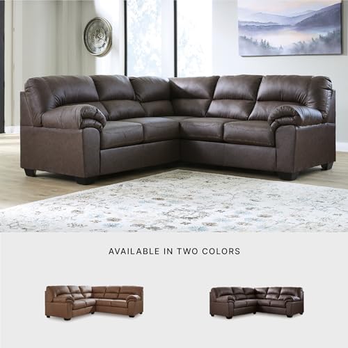 Image of Signature Design by Ashley Faux Leather Sectional Sofa, Brown /Umber