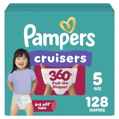 Pampers Diapers - Cruisers 360 - Size 5, 128 Count, Babyproof up to 100% Leakproof Pull-On Diaper