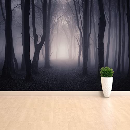 Papier peint camouflage forêt noire cache murs abîmés - 6