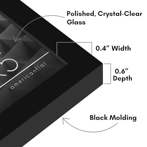 Americanflat 3x5 Picture Frame with Polished Crystal-Clear Glass - Streamline Collection - Thin Border Photo Frame for Tabletop Display - Easel Stand Included - Black