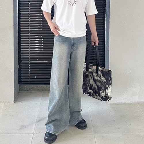 Unisex Long Pants, Wide Leg Washed Jeans, Casual Pants4
