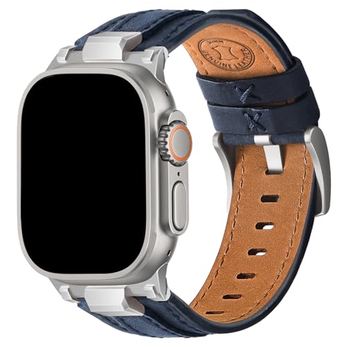 Ya en manzanajugosa.com: Wristitani Pulsera Cuero Compatible con Apple Watch 49mm 46mm 45mm 44mm 42mm, Cuero Auténtico Conector Metálico Duradero, para iWatch Ultra Series 10 9 8 7 SE 6 5 4 3, Azul Oscuro+Herrajes Plateado