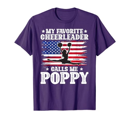 Proud Cheer Poppy Grandpa Poppy Of A Cheerleader Poppy T-Shirt