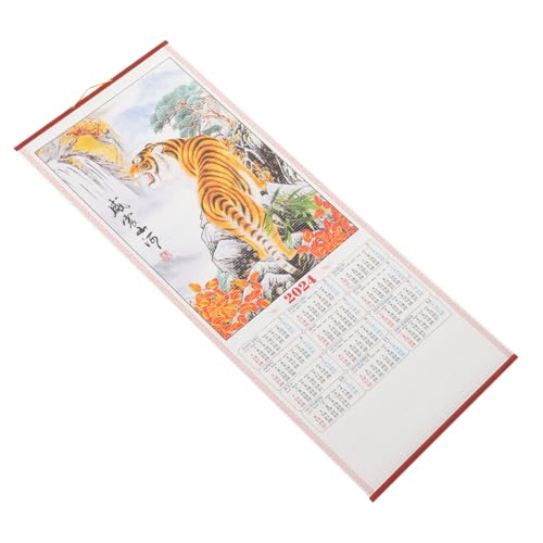 WOONEKY 年農暦掛け軸カレンダー 伝統的な龍年壁掛け飾り 大判厚紙使用 明瞭印刷で旧暦イベント表示 家用新年プランナー