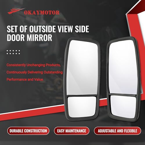 OKAY MOTOR 8980493140 Left Driver & Right Passenger Side Door Mirror for 2007-2023 ISUZU NPR NPR-HD NPR-XD NQR NRR 8980493150