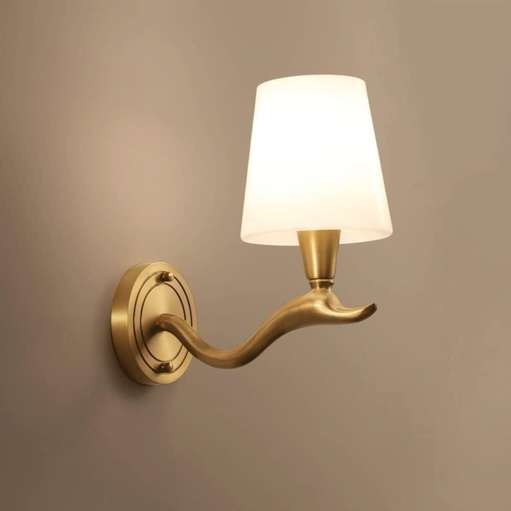 CWCQGH Modern Copper Wall Sconce Minimalist Light Mid-Century Lamp Glass Vanity Lighting Fixture, Mounted Living Room,Gold-1