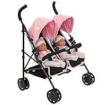 Joie Aire Twin Pushchair | Childrens Double Stroller Pram In Black & Pink | Childrens Baby Doll Stroller Toy Umbrella Fold Stroller | Role Play Toy Dolls Buggy Pushchair | Ages 3+
