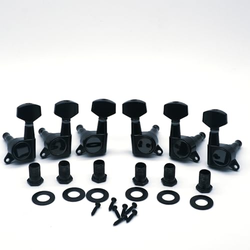 harpfeas 6 Pieces 3L3R Guitar tuner pegs,small Square Sealed guitar tuning pegs tuners machine...