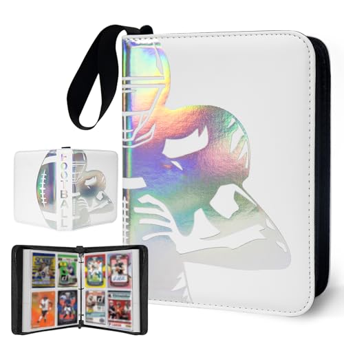 400 Pockets Football Card Binder Portable Waterproof Storage Card Album with Removable Sleeves for Sports Football Cards 2025 2026 Collectors(laser silver hot stamping)
