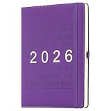 Agenda 2026, format A4, un jour par page, planificateur quotidien pour la productivité de janvier 2026 à décembre 2026, agenda hebdomadaire mensuel avec porte stylo (violet 2026, A4)
