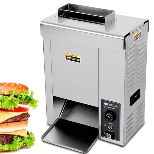 Lnlscle Tostadora De Hamburguesas, 2000W Máquina De Pan De Calentamiento Automático con Potencia De Calentamiento, Control De Temperatura 50-300°C Ajustable, Máquina De Pan a La Parrilla
