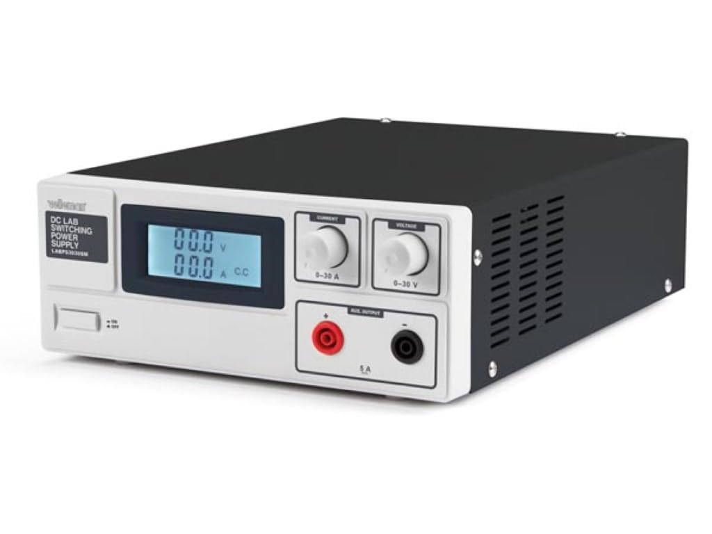 Velleman Suministro de Laboratorio, Corte, Ajustable, 0-30 VCC/0-30 A, limitación Actual, protección contra Cortocircuitos, Pantalla LCD, Gris