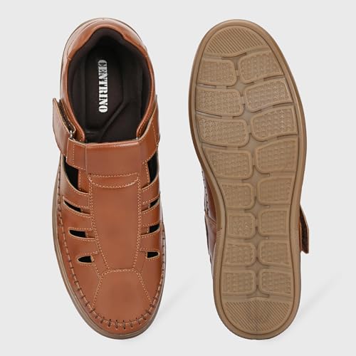 Image of Centrino Men's Fisherman Sandals | Stylish Closed-Toe Design | Soft Cushioned Footbed | Genuine-Look Upper | Comfortable for Daily & Outdoor Wear (9490)