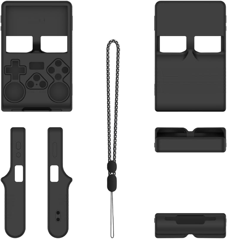 Silicone Protective Case for R40S PRO Retro Handheld Game Console Soft Skin Cover Sleeve with Lanyard Dust-Proof Shockproof All-Round Protector (Black) image 3