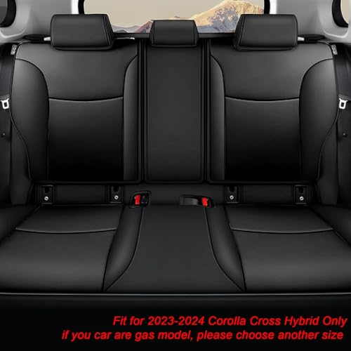 Image of AOMSAZTO Custom Fit for Toyota Corolla Cross Hybrid 2023 2024 2025 Faux Leather Car Seat Covers Full Set Compatible Airbag Corolla Cross Hybrid S,SE,XSE Seat Protector Sedan Black