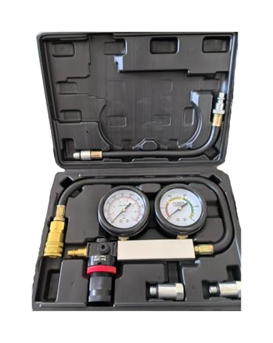 TU-21small Engine Fuel Leak Detector - Cylinder Leak Tester kit with Compression Gauge, Spark Plug Fitting - for Automotive Pressure Leak Testing(Black)