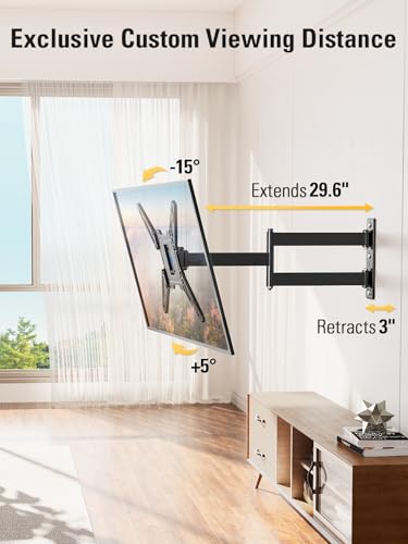 Image of Mounting Dream Long Arm TV Wall Mount for Most 26-65 Inch TVs Full Motion | 30 inch Long Extension TV Mount Swivel and Tilt, Full Motion Wall Mount TV Bracket Fit Max VESA 400x400mm,Up to 99 lbs, MD2286-M