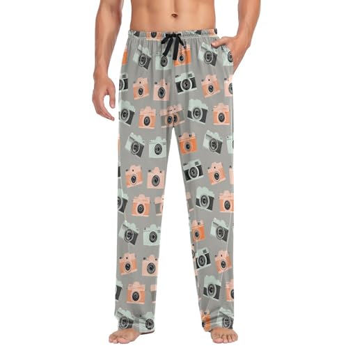 Laprad Men's Pajama Pants Lounge Comfy Pjs Bottoms Cameras Soft Sleep Pant with Pockets
