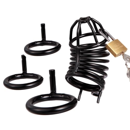 Genérico 3 tamaños de Jaula Larga de Acero Inoxidable para Fitness para Hombre, ventilada y Transpirable, Negra y Plateada (40 mm/45 mm/50 mm)-ESMZ28 (Negro, 40mm+45mm+50mm)