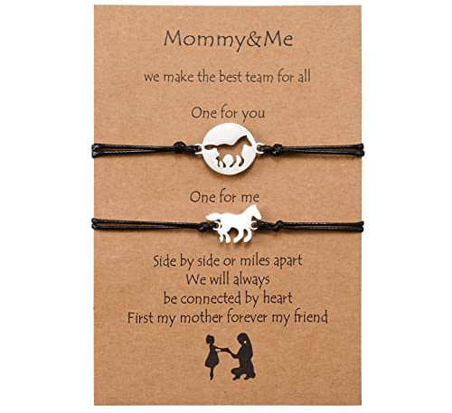 VGWON Bracelet à breloques assorti pour chevaux, bracelet de souhaits pour maman et moi, cadeau de Noël ou d'anniversaire pour maman, fille et fils Cover