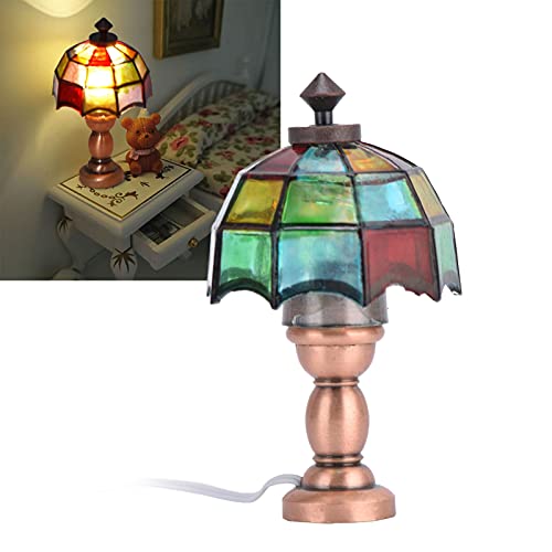 Tnfeeon Puppenhaus-Schreibtischlampe, Retro-Puppenhaus-LED-Schreibtischlampe FüR 1:12 Miniatur-Puppenhaus – Bild 3
