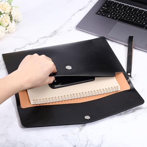 CHGCRAFT A4 Pasta de arquivo de couro PU organizador de documentos bolsa de carteira envelope com al