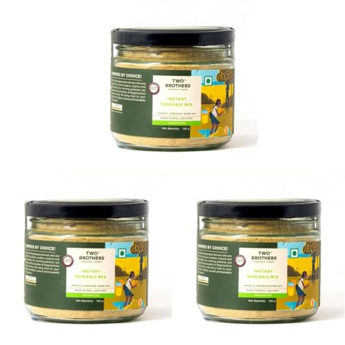 Image of Two Brothers Organic Farms Instant Shikanji Mix - 150g | Essence of Tangy Lemons and Aromatic Farm-Grown Spices in a Ready-To-Mix Powder | Free from Artificial Ingredients (Pack of 3)