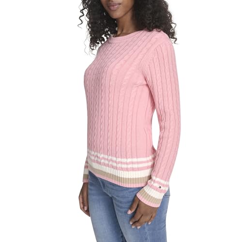 Tommy Hilfiger Women's Cotton Crewneck Cable Sweater3