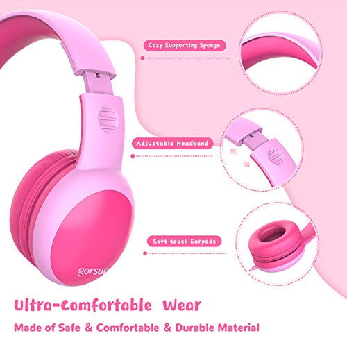 Image of Kids Headphones with Limited Volume, Cat Ear Toddler Headphones, Wired Headphone Over Ear for Boys and Girls,Stereo Sound Foldable 3.5mm Headset for Children