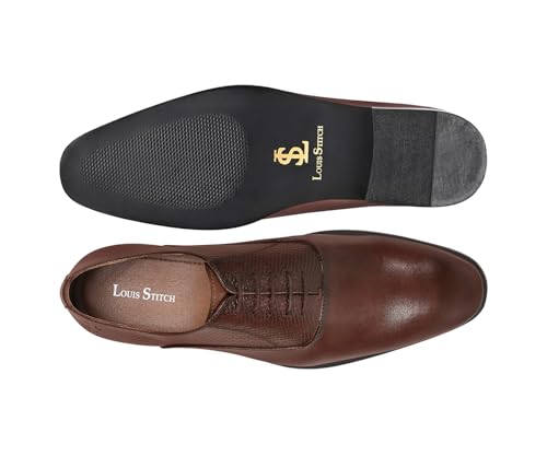 Image of LOUIS STITCH Men's Italian Crust Leather Derby Shoes| Formal Lace-Up Shoes for Men | Perfect for Business, Formal & Parties | LSVX-EUPLDY