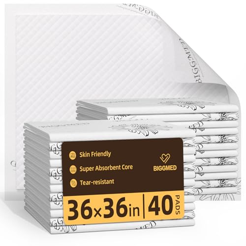 Image of Heavy Duty Incontinence Underpads 36 inch x 36 inch 40 Count, Ultra Absorbent Disposable Bed Pads 130 Gram Tear-Resistant Chucks Pads for Adults, Kids, Elderly and Home Care