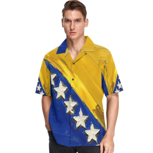 Chemise hawaïenne Bosnie-Herzégovine boutonnée vêtement été homme manches courtes