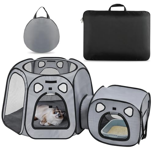 Snuvid Cat Playpen with Litter Area