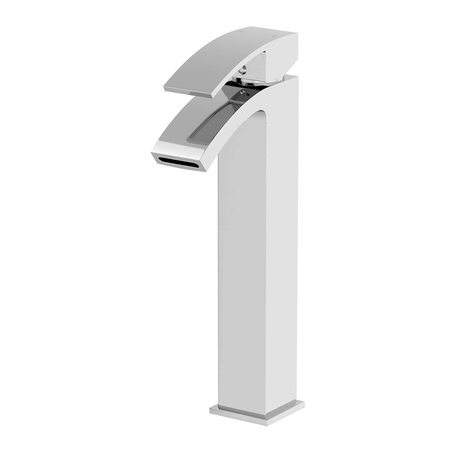 Architeckt® Osmo Bathroom High Rise Tall Basin Sink Mixer Tap for Countertop Modern Mono Square Single Lever Handle Faucet for Sinks, Chrome