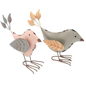 Notakia Small Animal Statues Metal Tin Works Decorative Small Cute Lovers Songbird Song Bird Statue Figurine Home Décor, 5.5" x 5.7" x 1.8", Rust/Brown (2Pcs Metal Birds) Notakia Small Animal Statues Metal Tin Works Decorative Small Cute Lovers Songbird Song Bird Statue Figurine Home Decor 55 x 57 x 18 RustBrown 2Pcs Metal Birds